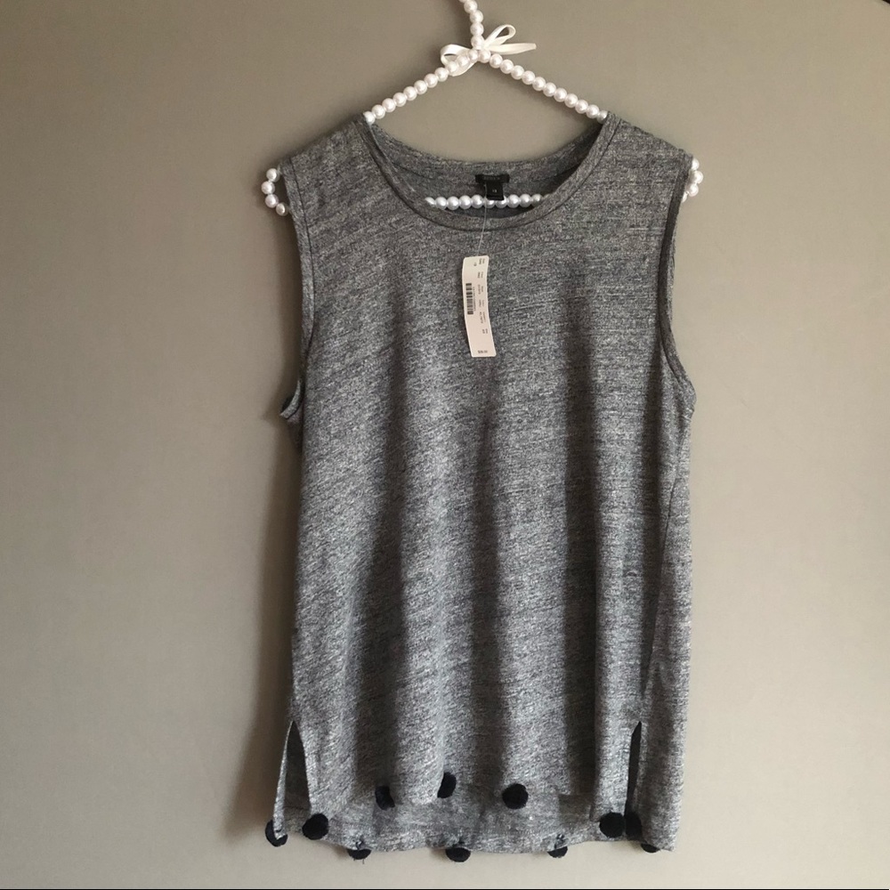 NWT JCrew Muscle Tee with Pompoms, Gray, XS